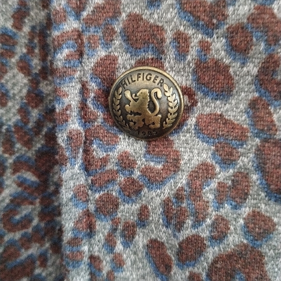 Tommy Hilfiger Animal Print Military Style Open Front Jacket Blazer M - Picture 10 of 11